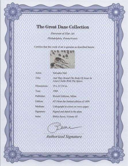 Highly Collectible and Rare Salvador Dali Original Lithograph from the 'Biblia Sacra' Suite