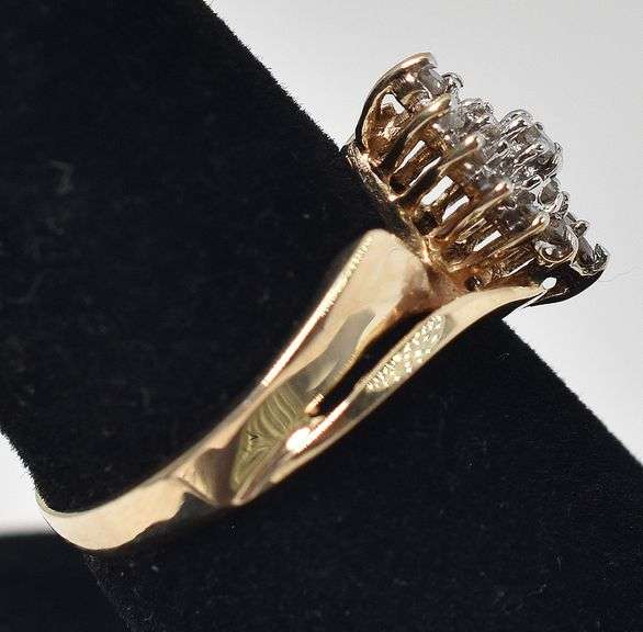 Alluring 10K Yellow Gold Diamond Cluster Ring