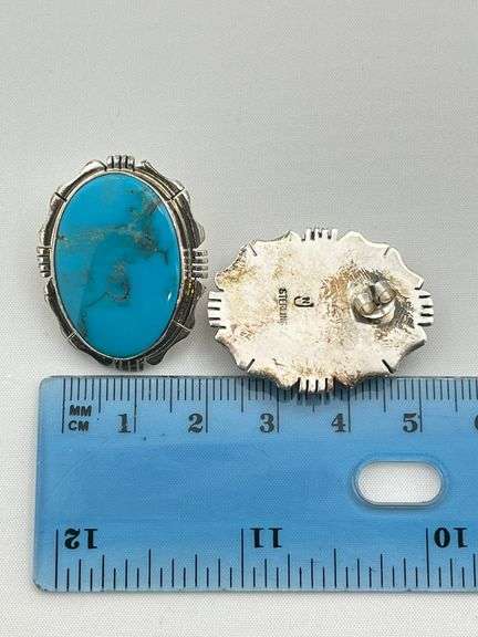 925 Sterling Silver Native American Navajo Turquoise Earrings