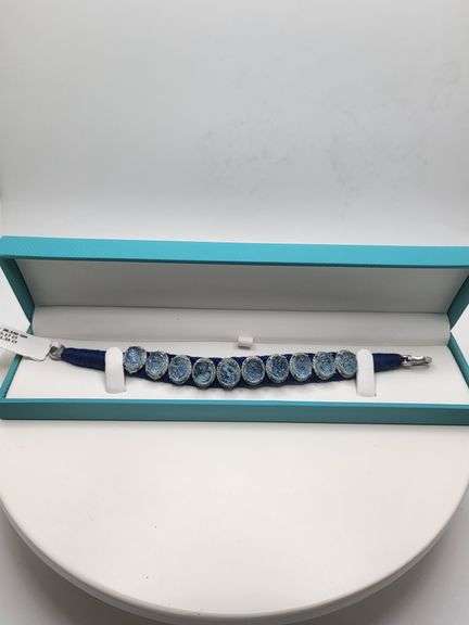 New! +40 ctw all natural aquamarine hand carved and 1.17ct diamond  weaved on fabric bracelet