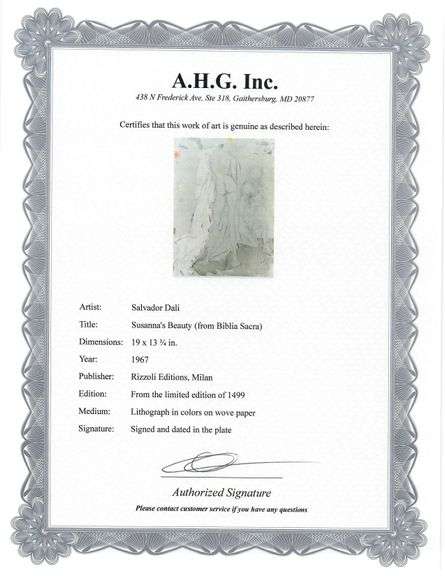 Highly Collectible and Rare Salvador Dali Original Lithograph from the 'Biblia Sacra' Suite