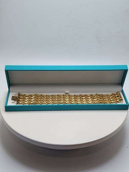 Italian Signed 18KT Yellow Gold Wide Bracelet