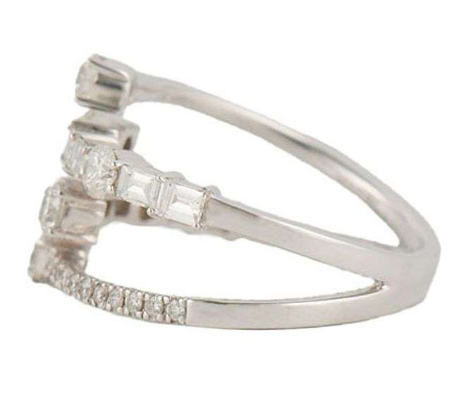 1.70ctw Baguette and Round Diamond Multi Row Bypass Ring in 14K