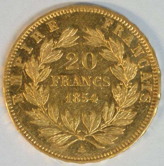 Real flashy high end 1854-A Napoleon French 20 Francs Gold Piece.