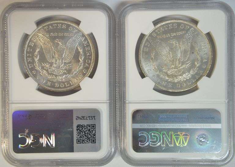 Near Gem BU 1886 & 1904-O Morgan Silver Dollars. NGC MS64