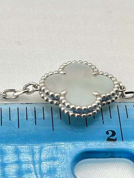 18KT White Gold Set of Mother Of Pearl And Gold Pieces Include Bracelet , Pendant And Earrings