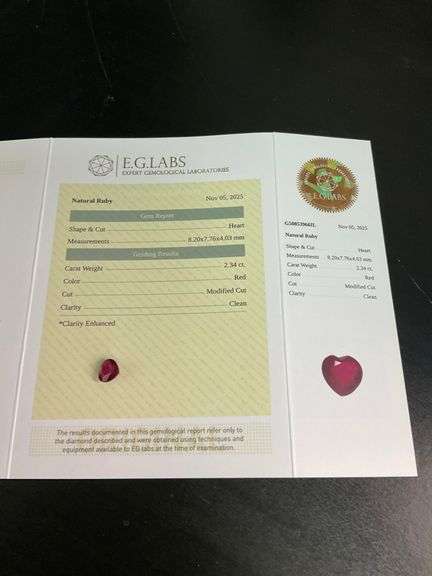 CERTIFIED NATURAL RUBY 2.34 CARAT HEART SHAPE.