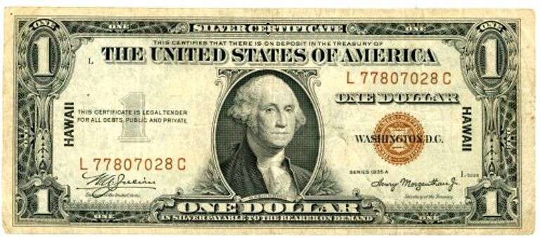 1935-A Hawaii $1 Silver Certificate