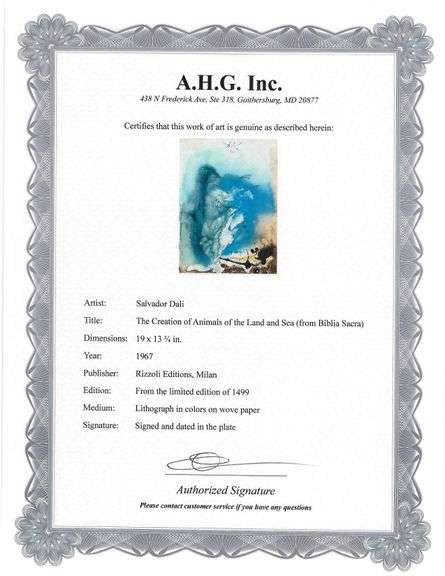 Highly Collectible and Rare Salvador Dali Original Lithograph from the 'Biblia Sacra' Suite