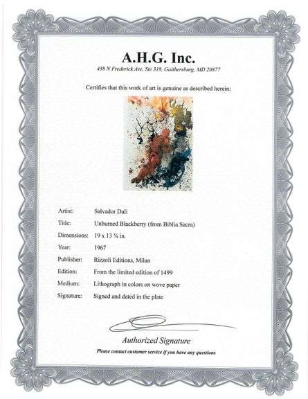 Highly Collectible and Rare Salvador Dali Original Lithograph from the 'Biblia Sacra' Suite