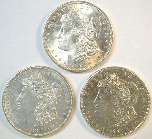 Real flashy-white top end 1921 P-D-S Morgan Silver Dollars