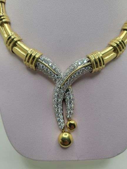 Beautiful Vintage 18KT Gold Diamond Necklace