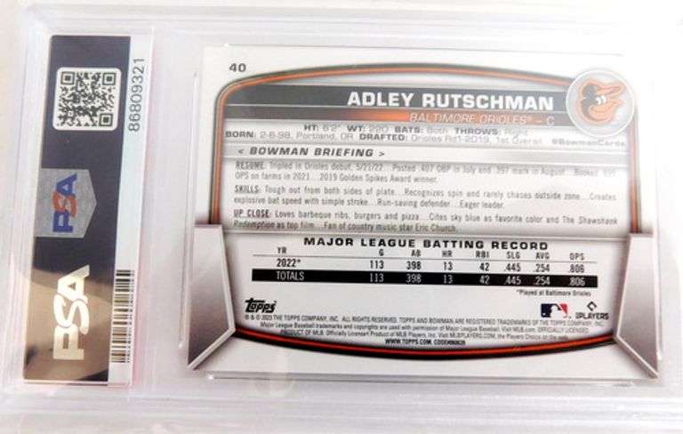 Adley Rutschman Bowman Baseball Card, 10 Gem MT