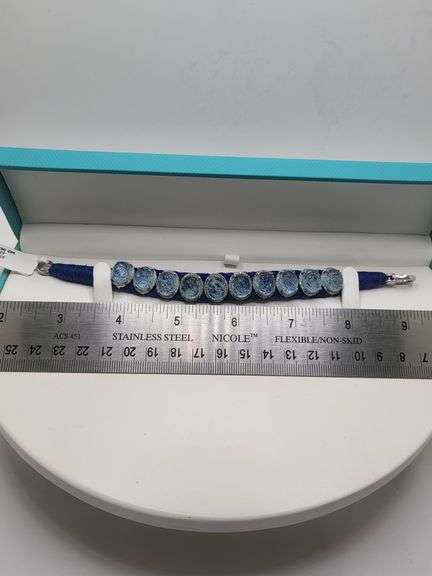 New! +40 ctw all natural aquamarine hand carved and 1.17ct diamond  weaved on fabric bracelet