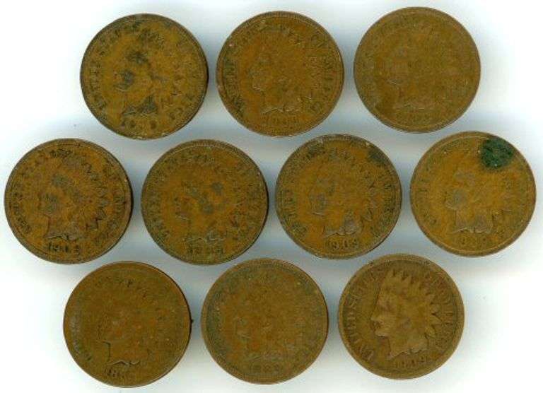 10 1909 Indian Head Cents