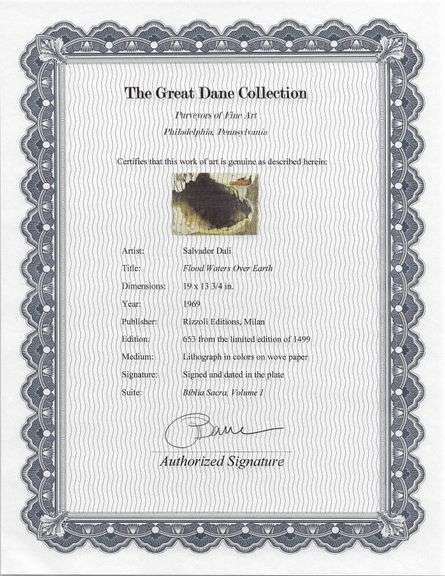 Highly Collectible and Rare Salvador Dali Original Lithograph from the 'Biblia Sacra' Suite