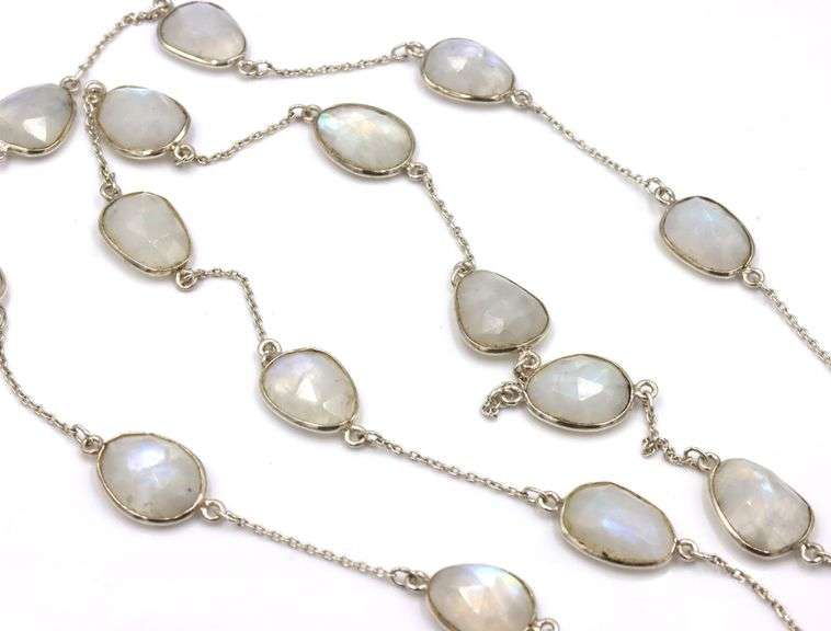 925 Sterling silver Moonstone station necklace