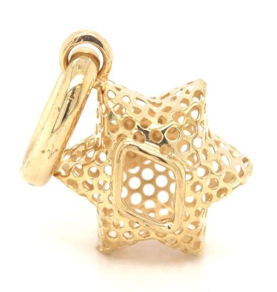 18kt Yellow gold Gastone Lebo open art star pendant