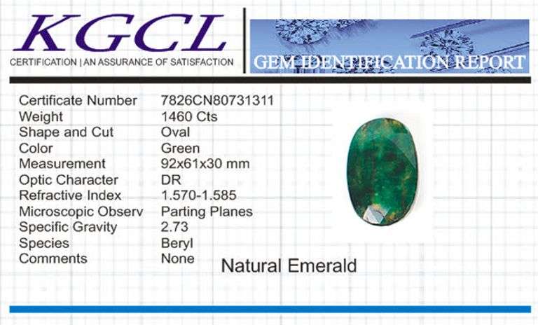 Huge Certified 1460 Ct Museum Size Natural Emerald