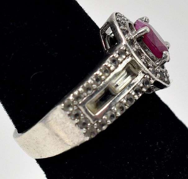 Ruby and CZ Gemstone Ring in Sterling Silver