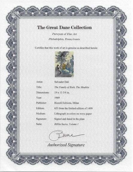 Highly Collectible and Rare Salvador Dali Original Lithograph from the 'Biblia Sacra' Suite