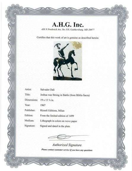 Highly Collectible and Rare Salvador Dali Original Lithograph from the 'Biblia Sacra' Suite