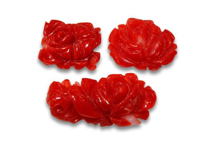 Vintage Natural Oxblood Coral Carvings