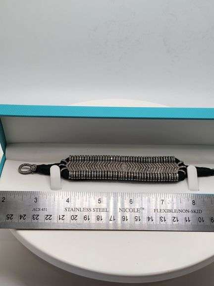 New! +10 ctw all natural diamond  weaved on fabric bracelet