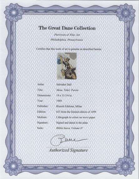 Highly Collectible and Rare Salvador Dali Original Lithograph from the 'Biblia Sacra' Suite