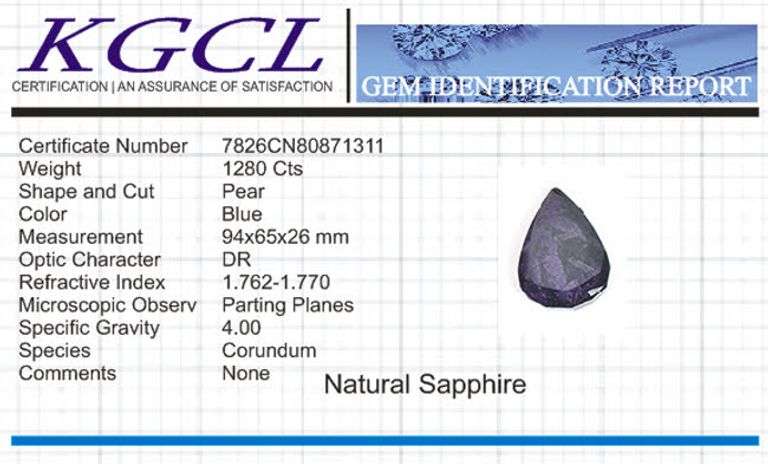 Huge 1280 Ct Museum Size Certified Natural Blue Sapphire Solitaire