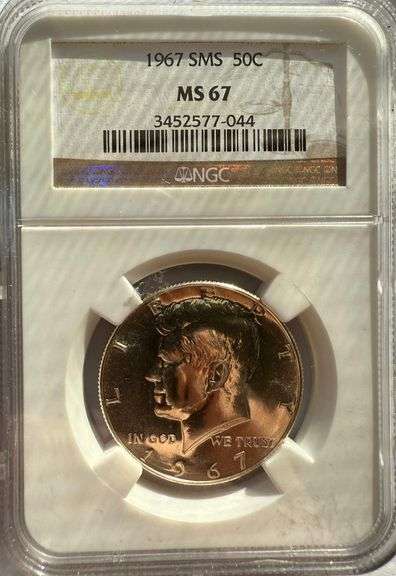 1967 SMS MS 67 Cameo NGC Kennedy Half.