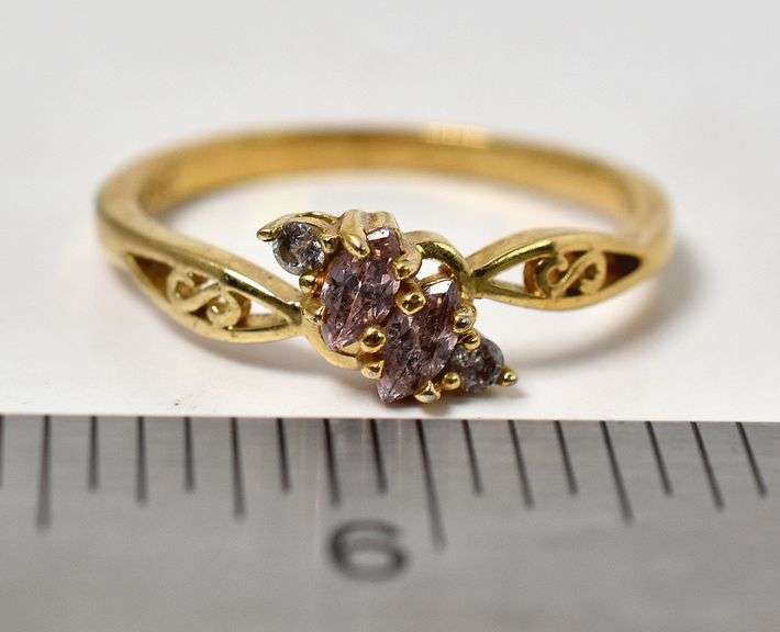 Pink Topaz and CZ Gemstone Ring in Sterling Silver