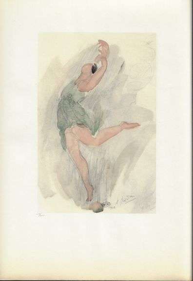 Exclusive Auguste Rodin Lithograph of Watercolor Signed in the Plate, 1949