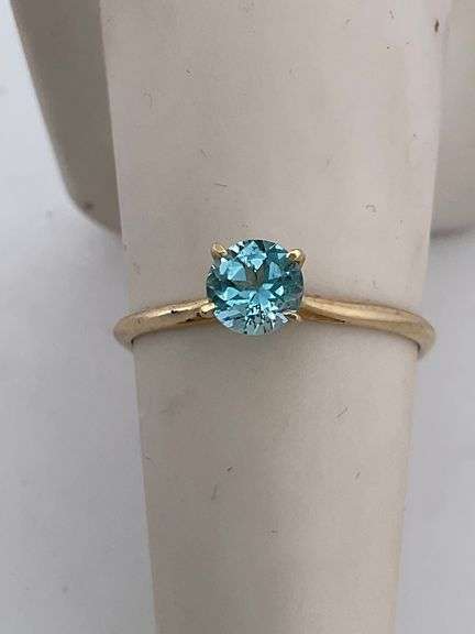 CERTIFED BRAND NEW 14K YELLOW GOLD RING WITH NATURAL BLUE TOPAZ