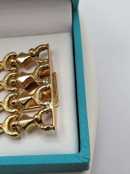 Italian Signed 18KT Yellow Gold Wide Bracelet