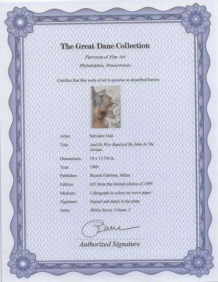 Highly Collectible and Rare Salvador Dali Original Lithograph from the 'Biblia Sacra' Suite