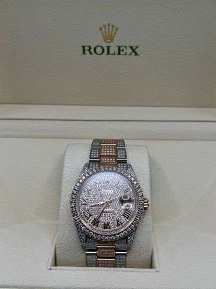 New Custom Iced Out Two-tone Bustdown Rolex Datejust 36mm