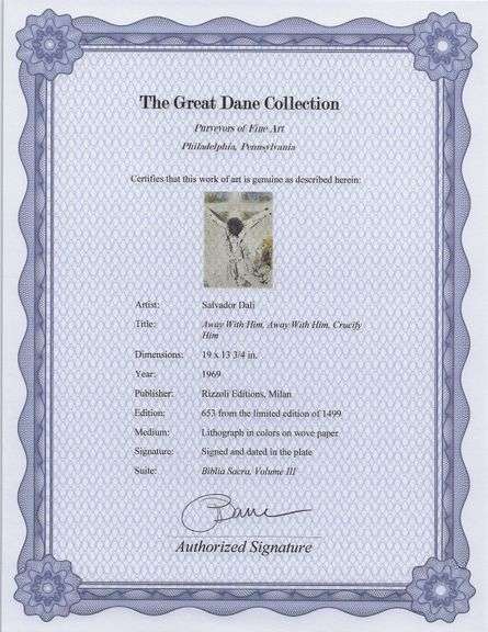 Highly Collectible and Rare Salvador Dali Original Lithograph from the 'Biblia Sacra' Suite