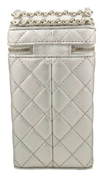 Chanel Silver Crossbody Quilted Box Bag