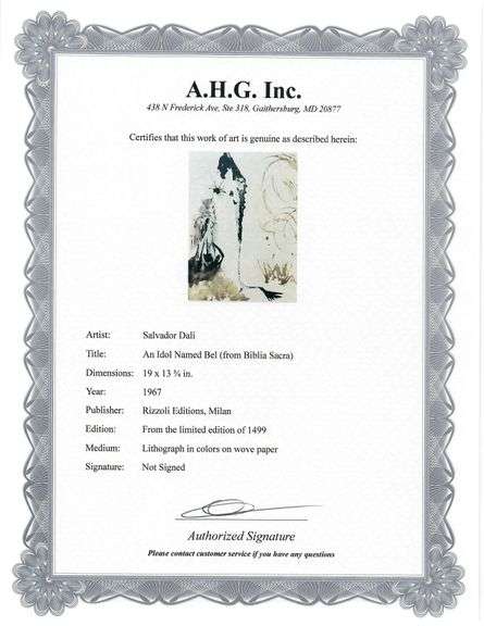 Highly Collectible and Rare Salvador Dali Original Lithograph from the 'Biblia Sacra' Suite