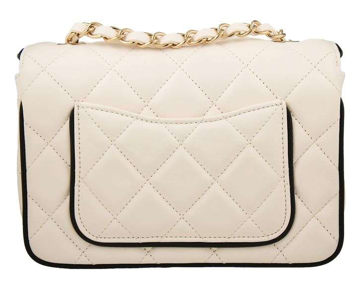 Chanel White and Black Lambskin Mini Graphic Frame Flap Bag