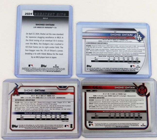4 Shohei Ohtani Baseball Cards