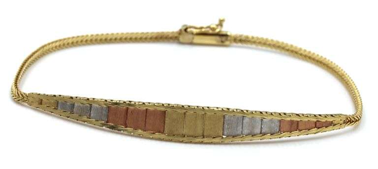 Estate 14K Tri-Color Gold Necklace & Bracelet Suite