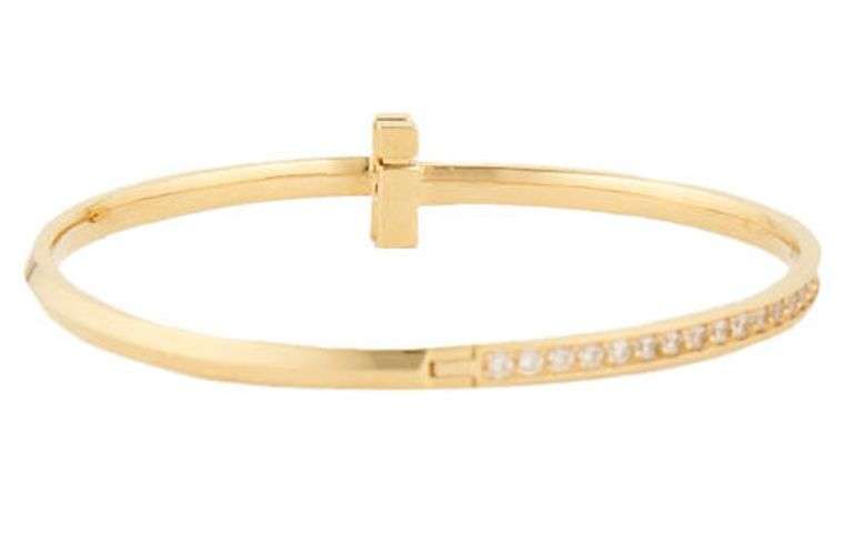 Tiffany & Co. 0.92ctw Diamond T1 Narrow Hinged Bangle Bracelet in 18K