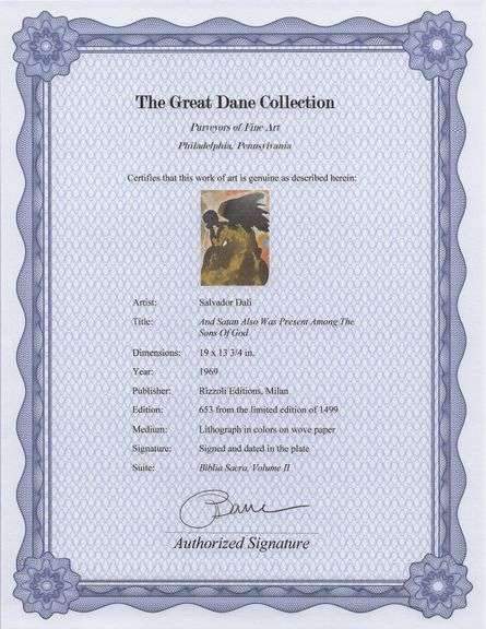 Highly Collectible and Rare Salvador Dali Original Lithograph from the 'Biblia Sacra' Suite