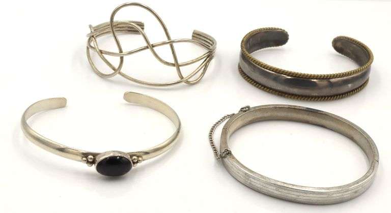 Group lot of Vintage 925 sterling silver bangles