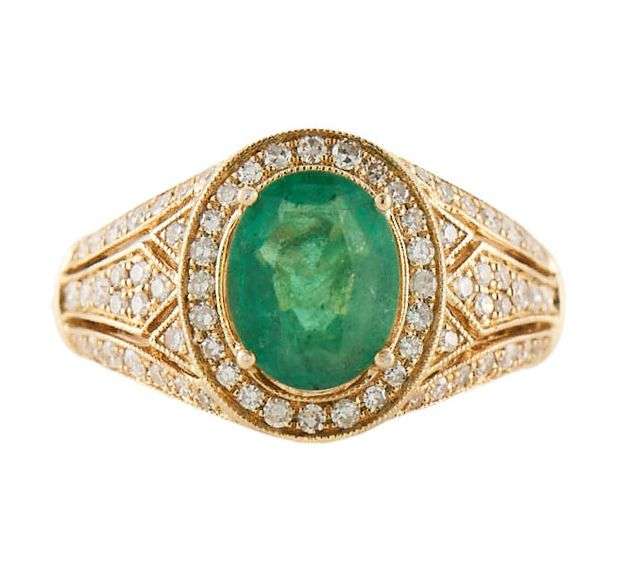 Effy 1.75ct Emerald and 0.50ctw Diamond Frame Ring in 14K