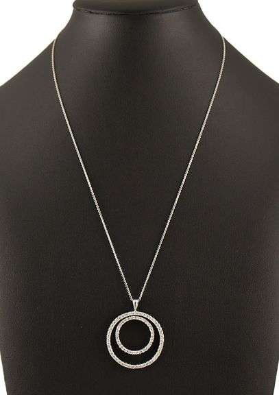 1.25ctw Diamond Open Double Circle Pendant Necklace in 14K