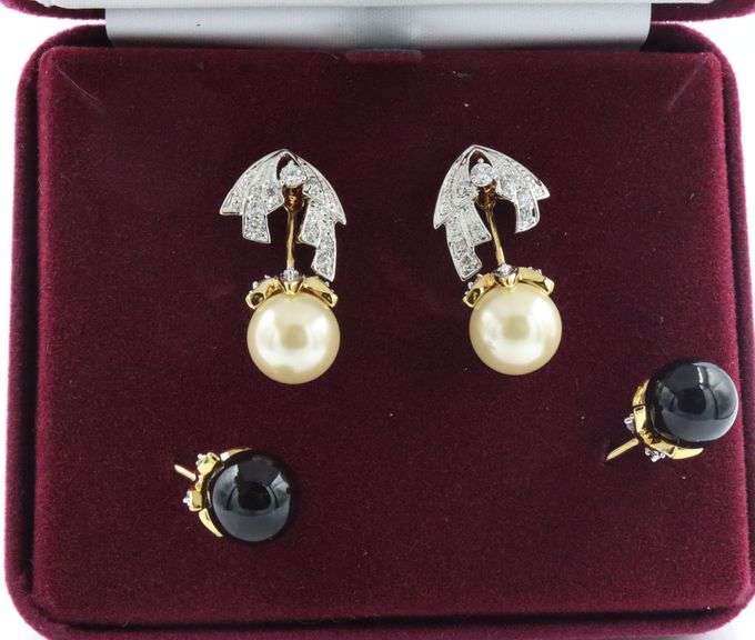 Camrose & Kross Jackie Kennedy gold tone pearl interchanging earrings