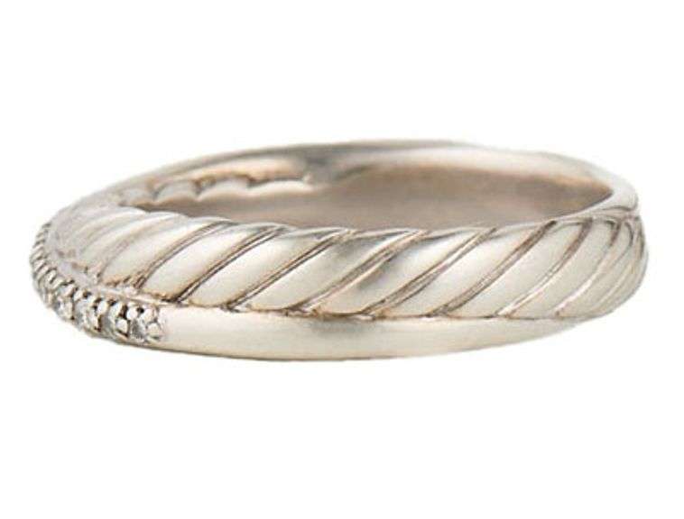 David Yurman 0.15ctw Diamond Crossover Band Ring in Sterling